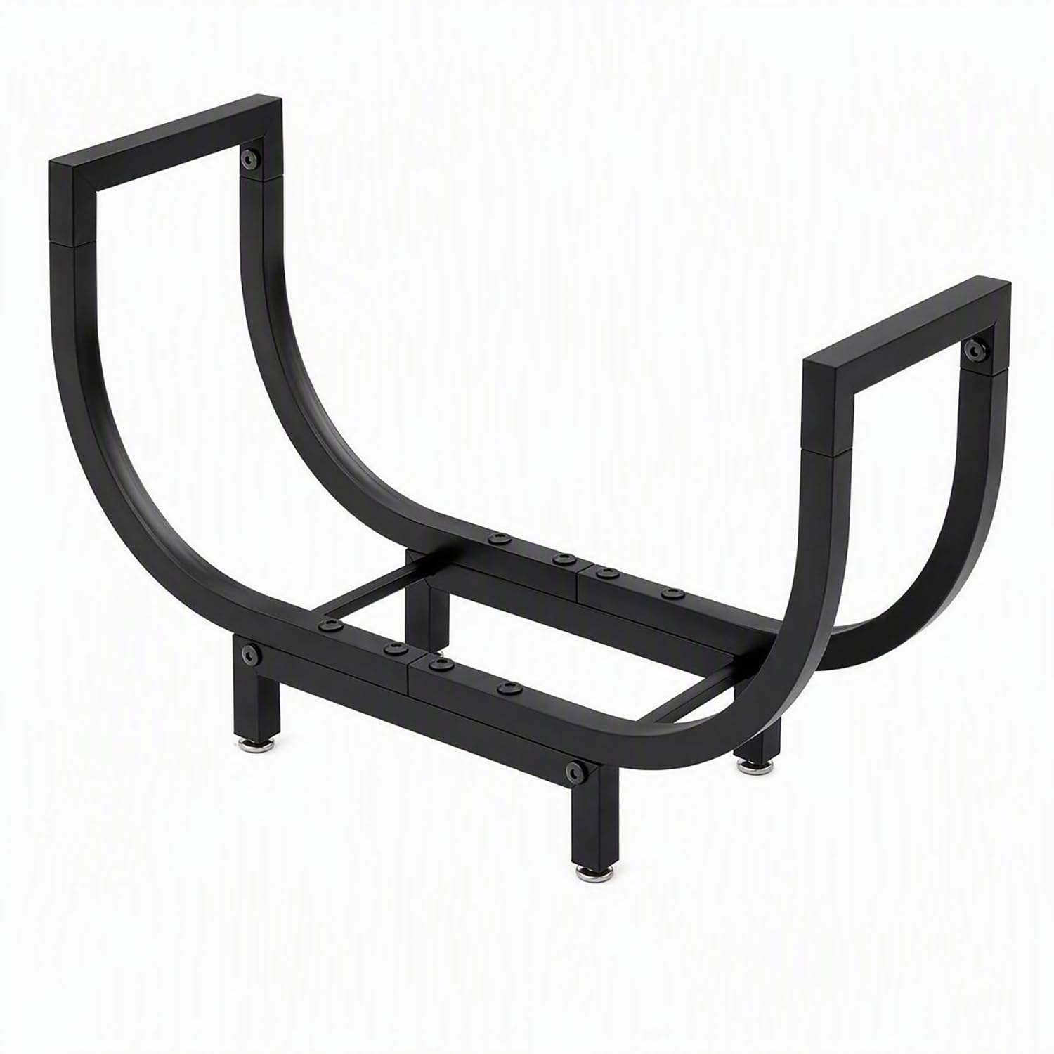 U-Shaped Heavy Duty Firewood Rack, Indoor Steel Log Holder for Fireplace,Nero