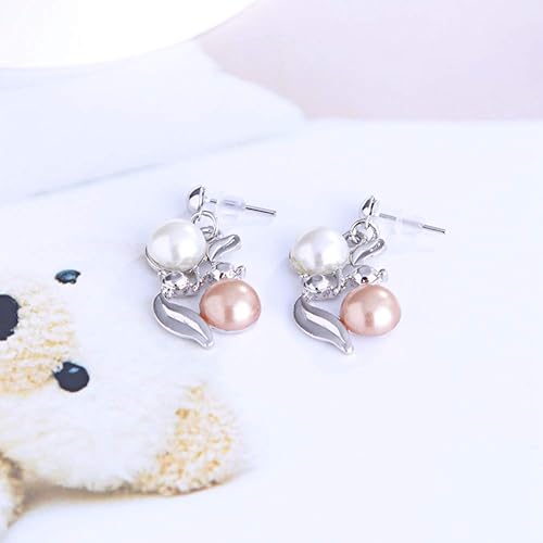 Vista 8 de Regalo del día de San Valentín elegante para mujer, collar de diamantes de imitación de perlas de imitación, aretes de oreja, conjunto de joyas