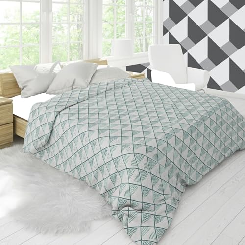 Image of 280 TC Luxurious Glace Cotton Duvet Cover /Comforter Cover /AC Quilt Cover King Size /Dohar /90 X100 Inches - (Green)