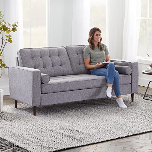 Edenbrook Lynnwood Upholstered Sofa - Couches For Living Room – Light Gray Couch - Small - Furniture - Includes Bolster Pillows #TOP4