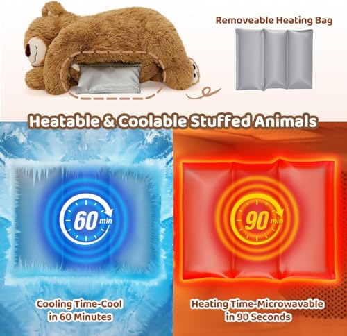 Image of Mewaii Weighted Stuffed Animals for Adults & Kids, 2-5 lbs - 23 inch Heatable Coolable Bear Plush, Microwavable Adjustable Removable Inner Pad, Realistic Hug Comfort Gift (Brown)