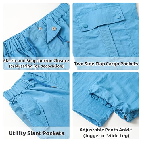 Image of Rolanko Parachute Pants for Girls Y2K Cargo Trousers with Pockets Harajuku Jogger Pants Kids 4-14 Years