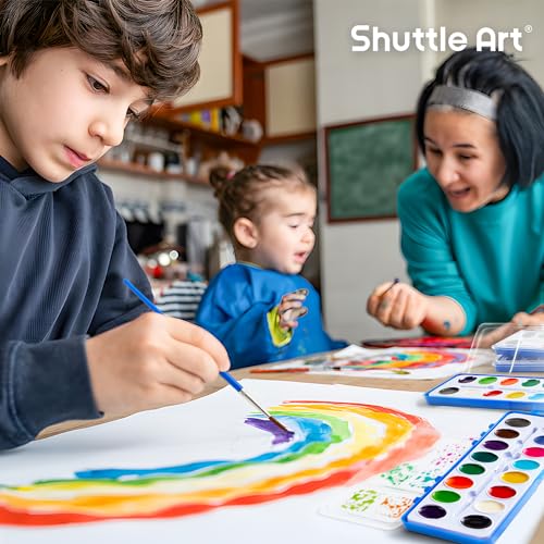 Image of Shuttle Art 16 Colors Watercolor Paint Set Bulk, Pack of 24, Watercolor Paint Set with Paint Brushes for Kids and Adults, Washable Paint for Classroom, Parties, Kindergarten and Art Activities