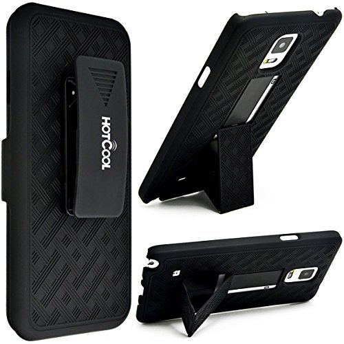 HOTCOOL Samsung Galaxy Note 4 Holster Case - Slim Hard Shell Holster Combo With Kickstand & Belt Clip 2014rnb Case For 2014 Samsung Galaxy Note 4 Smartphone, Black