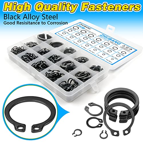 800Pcs C-clip External Retaining Rings Snap Rings Assortment Kit Circlip Alloy Steel(M4-M28) + E-clip Assortment Set(1.5mm-10mm) + 5Pcs Snap Ring Plier + Tweezer