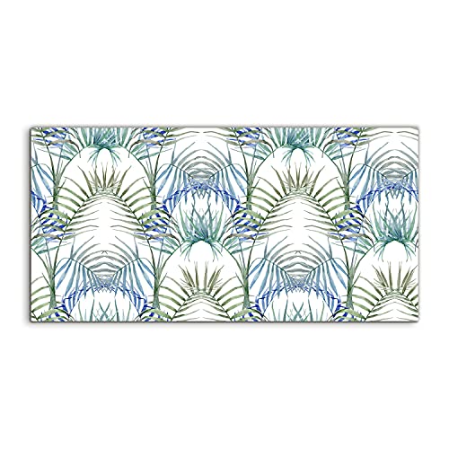 Tableau en verre trempé haut de gamme 140x70cm décoration murale luxe feuilles tropicales Coloray
