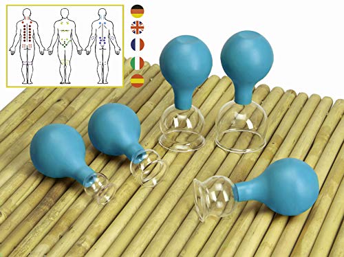Lunata 5x Schröpfgläser aus Echtglas mit Saugball, 20-30-40-50-60 mm, Schröpfglas für eine Schröpfmassage gegen Verspannungen & Cellulite & Schmerzen - Image 3