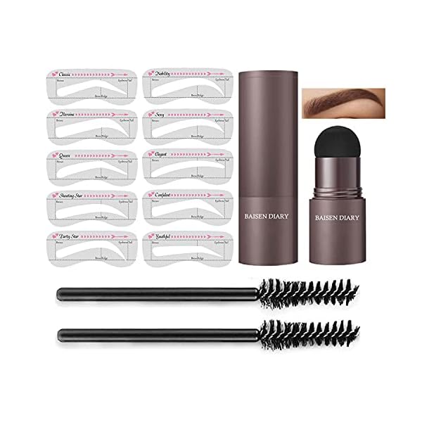 Adjustable-Eyebrow-Stamp-and-10-Styles-Stencil-Kit-The-Eyebrow-Pomade-Stamp-Shaping-Kit-Eyebrow-Definer-with-Eyebrow-Pen-Brush-and-Eyebrow-Trimmer-Buildable-Brow-Stencil-Makeup-Tools-Medium-Brown Adjustable Eyebrow Stamp and 10 Styles Stencil Kit The Eyebrow Pomade Stamp Shaping Kit Eyebrow Definer with Eyebrow Pen Brush and Eyebrow Trimmer Buildable Brow Stencil Makeup Tools (Medium Brown)