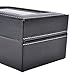 Valyria Watch Box Small 3 Mens Black Leather Display Glass Top Jewelry Case Organizer