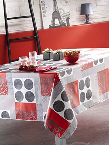 CALITEXu00a0u0096u00a0Mantel Hule Rectangular, PVC, Gris, 140u00a0x 200u00a0cm