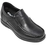 CALTO Men's Invisible Height Increasing Elevator Shoes - Black Premium Leather Slip-on Lightweight Casual Loafers - 3 Inches Taller - G1825 - Size 9 D(M) US