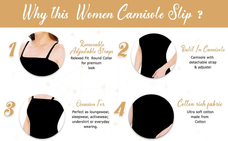 Image of Ultra Soft Cotton Regular Fit Spaghetti Camisole for Women Pack of 3