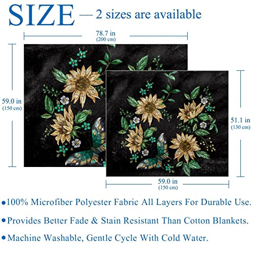 Couverture microfibre de qualité supérieure à tournesols brodés