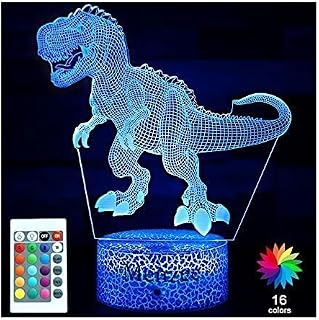 Menzee Dinosaur Night Light for Kids, Dinosaur Toys for Boys,16 Colors 3D T-Rex Dinosaur Lamp with Remote & Smart Touch, Christmas Birthday Gifts for Boys Kids Age 3 4 5 6 7 8 9+ Years Old