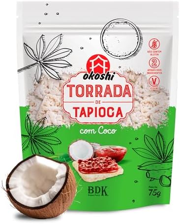 OKOSHI - Torrada de Tapioca com Coco - Snacks Saudáveis de Baixas...