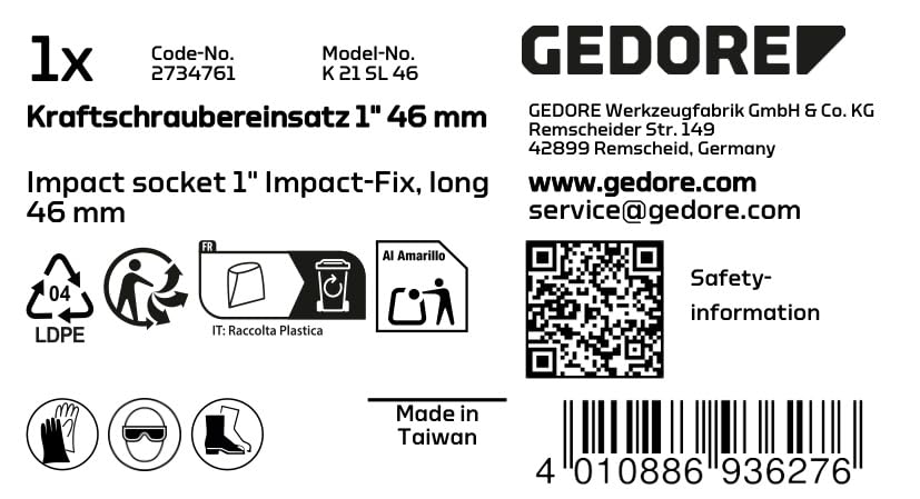 GEDORE Impact Fix Impact Screwdriver Bit 1 Inch Long 46 mm Pack of 1 K 21 SL 46 - Image 2