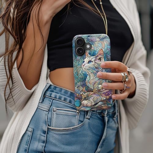 Image of Goodon for iPhone 16 Plus Case Cute - Wireless Charging Compatible - Dual-Layer Hard Shell + Silicone Cover - Protective Phone Case with Trendy Designs for Women - an Abstract Ragdoll Cat