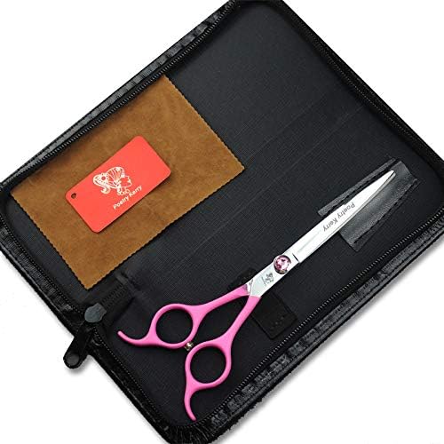 high-end Professional pet Care 6.5 inch pet Scissors JP440C Steel Silver curved scissors (Half pink)