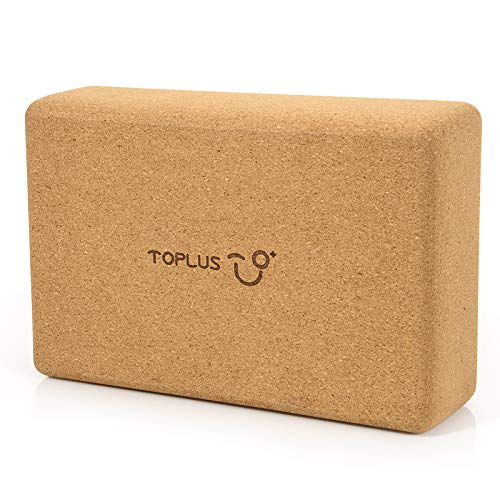 TOPLUS Yoga Block Cork, Non-Slip & Easy Grip Yoga Brick, 100% Natural Cork Brick for Fitness, Yoga, Pilates, Gymnastics etc