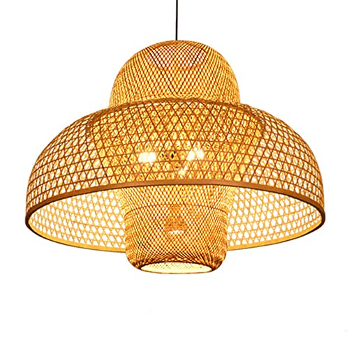 Suspension luminaire en bambou tressé à la main, lustre de plafond vintage haut de gamme