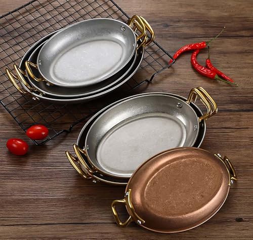 Non-Stick Stainless Steel Oval Paella Pan - 12-Inch Seafood Cookware for Home, Restaurant & Camping - Ideal for Delicious Spanish Paella and Dinner Parties