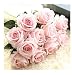 Crt Gucy Artificial Flowers Long Stem Silk Rose Flower Bouquet Wedding Party Home Decor, Pack of 6 (Light Pink)
