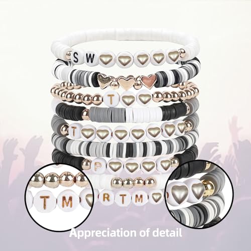 Image of FUNTE 9PCS Black Friendship Bracelets 9pcs Black Gray Friendship Bracelets 2024 Singer New Album Name Inspiration Bracelet For Music Fans And Friends Birthday Gift