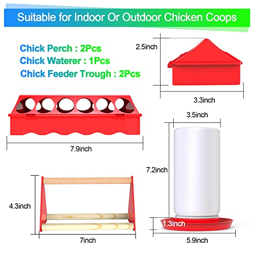 Chick Feeder And Waterer Kit, Baby Chicken Supplies With Chick Perch, Plastic Flip Top Small Poultry Feeder, 0.2 Gallon Waterer For Chicks Ducks Quails #TOP3