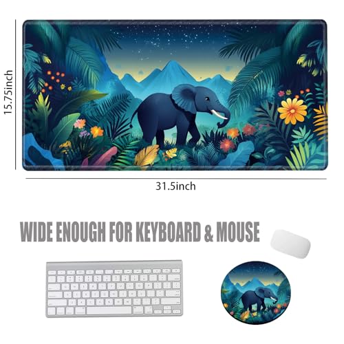 Image of Gaming Mouse Pad Large Mousepad Elephant Desk Mat XXL Big Desk Pad Rubber Base Computer Pad with Stitched Edges Mouse Mat for Work Game Home Office