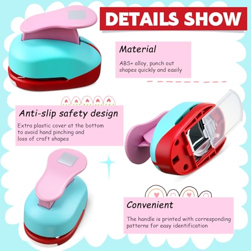 Image of CHENGU 6 Pcs Square Punch Set 3in /2in /1.5in /1in /0.6in /0.3in Scrapbook Hole Punchers Crafting with 10 Sticker Paper Square Cutter Scrapbook for Office Supplies DIY Albums Photos(Multicolor)