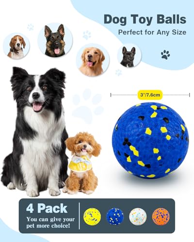 HSIGIO 4 Pack Dog Balls, Indestructible Dog Tennis Balls for Aggressive Chewers for Teething, Chew Toys Water Toy Fetch Balls for Large Medium Small Dogs and Puppies - Image 3