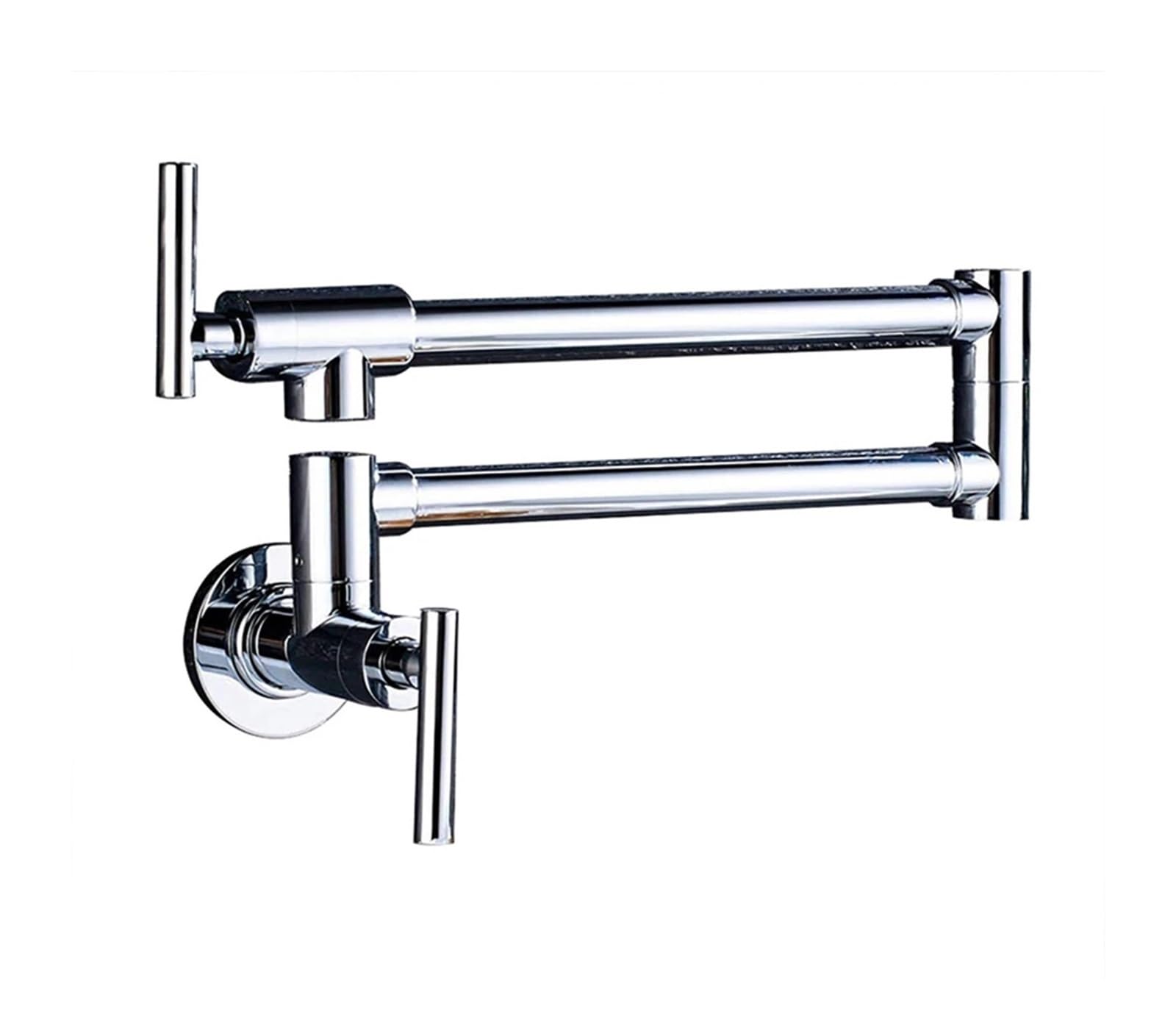 Robinet de cuisine mural pliable en laiton et nickel brossé pour eau froide