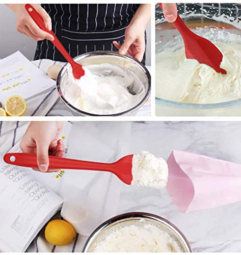Image of P-Plus International Silicone Spatula Set 2-Piece - 500ºF Heat-Resistant Baking Spoon Spatula - Seamless One-Piece Design Easy to Clean - Non-Stick Silicone Stainless Steel Core (RED(2 PCS 11 inch+8 inch))