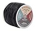Mandala Crafts Round Cowhide Genuine Black Leather Cord for Jewelry Making Kumihimo Leather Rope Spool - Black 20 Yds 1.5mm Cording