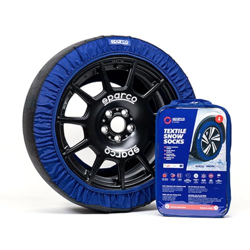 Sparco SnowShield | Juego de 2 cadenas de nieve para coche | Cadenas para nieve fáciles de montar | Silenciosas, duraderas, homologadas y reutilizables (Talla XL)