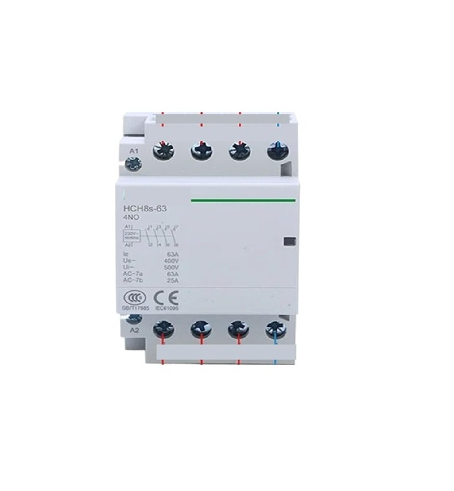 Contacteur modulaire 40A 4P 63A 4NO 4NC 2NO2NC 220V 110V 120V 24V domestique Type de rail DIN 50/60Hz (4P 63A 2NO2NC DC24V)