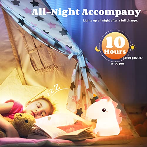 Yotozu Unicorn Night Light, Usb Rechargeable Cute Night Ligh With Touch Sensor And Remote Control 4 Modes 16 Colors Kid Lamp For Girls, Childrens, Toddler, Baby, Christmas Gifts (Remote) #TOP4