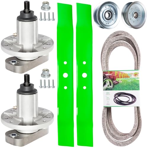 TENGMUJX 42 inch Mower Deck Rebuild Kit for John Deere L100 L110 L118 L111 L108 L105 L107 Includes 2 Spindles GY20050 2 Blade GX20249 1 Idler Pulley GY20067 1 Idler Pulley GY22082 1 Be lt GX20072