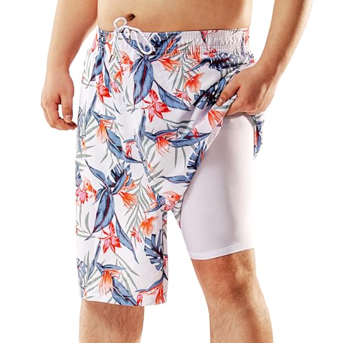 BRISIRA Short de bain grande taille homme doublure compression 1X-6X