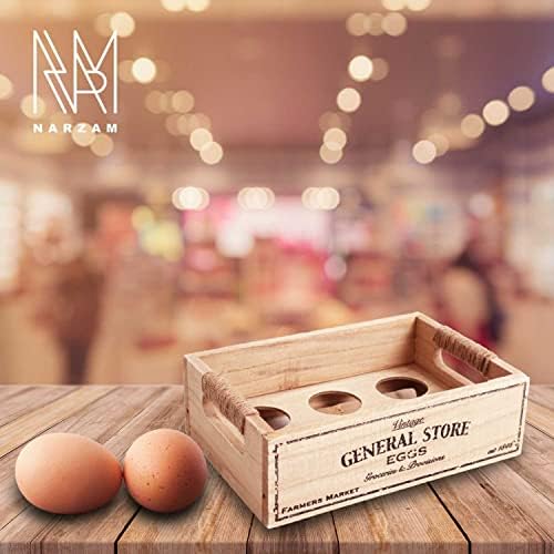 2 x Wooden Egg Holder | Egg Storage Tray Holds 6 Eggs | Country Style Kitchen Inspired | Wooden Vintage Rustic Looking Egg Container | Egg Holder for a Modern Kitchen | Gift Idea For Family & Friends