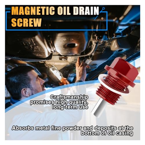 image for smilfuy M14×1.5 Magnetic Oil Drain Plug, Aluminum Oil Drain Nut Bolt 