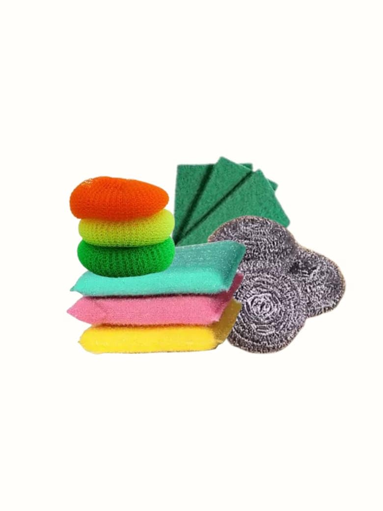 Super Combo Kitchen Cleaning Scrubber Pack of 12 – 3pic of Stainless Steel Scrubbers, 3pic of Foam Pads, 3pic of Nylon Scrubber & 3pic of Green Scrub Pads (Multipurpose Dishwashing Set-image-20