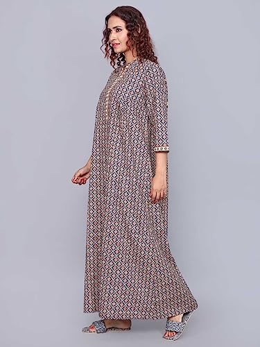 Image of Evolove Women's Cotton Long Maxi Night Gown Nighty Dress with Pocket, Super Soft Comfortable (LNG-Cotton-2)