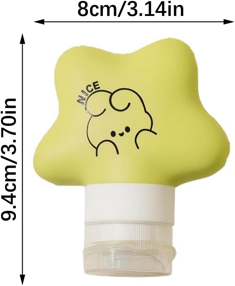 Of 3 Adorable Star Shaped Silicone Container Travel Bottles for Lotion Shampoo and Cream with Press Pump Dreamlike Star Cosmetic Organizers