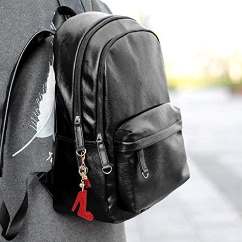 Amosfun High Heel Keychain Rhinestone Crystal Shoe Keychain Key Ring Purse Handbag Backpack Charm Car Ring Keyring Key Holder Jewelry Gift Red