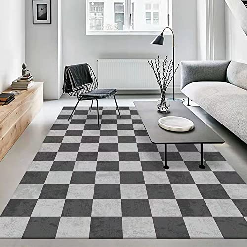 DJHWWD Teppiche Fürs Kinderzimmer Teppich Läufer Retro-Schachbrett-Wohnzimmer-Sofa-Decke Moderne...