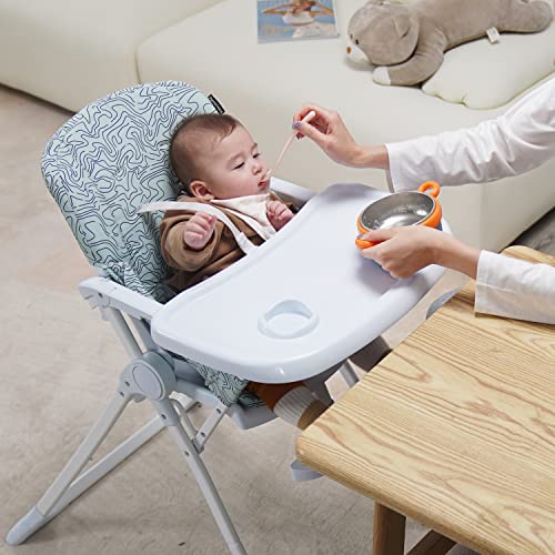 Pamo Babe Baby High Chair Foldable Highchair With Adjustable Seat, Foot-Support And Tray, Removable Open Tray Wipeable Seat Pad (Green) #TOP2