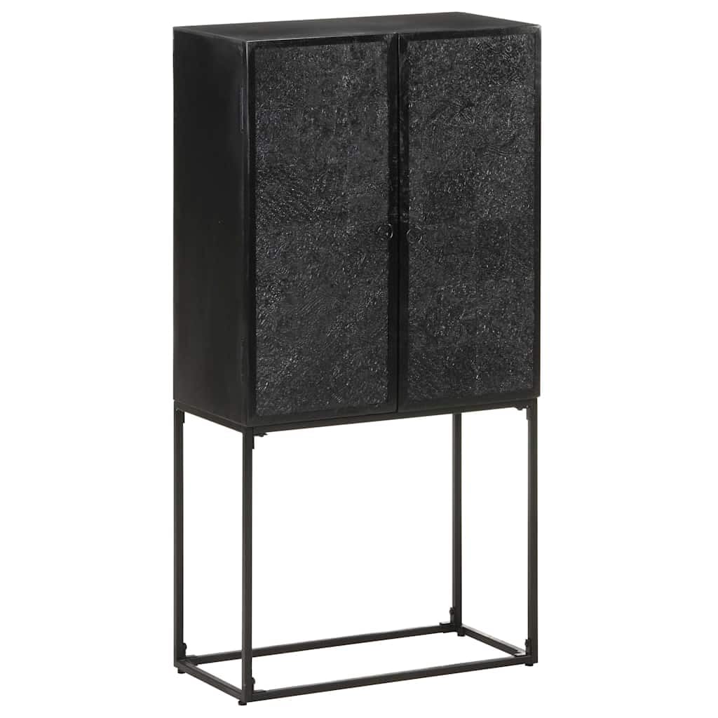 Kredens Z Litego Drewna Akacjowego I Czarnej Rękojeści 60x30x120 Cm