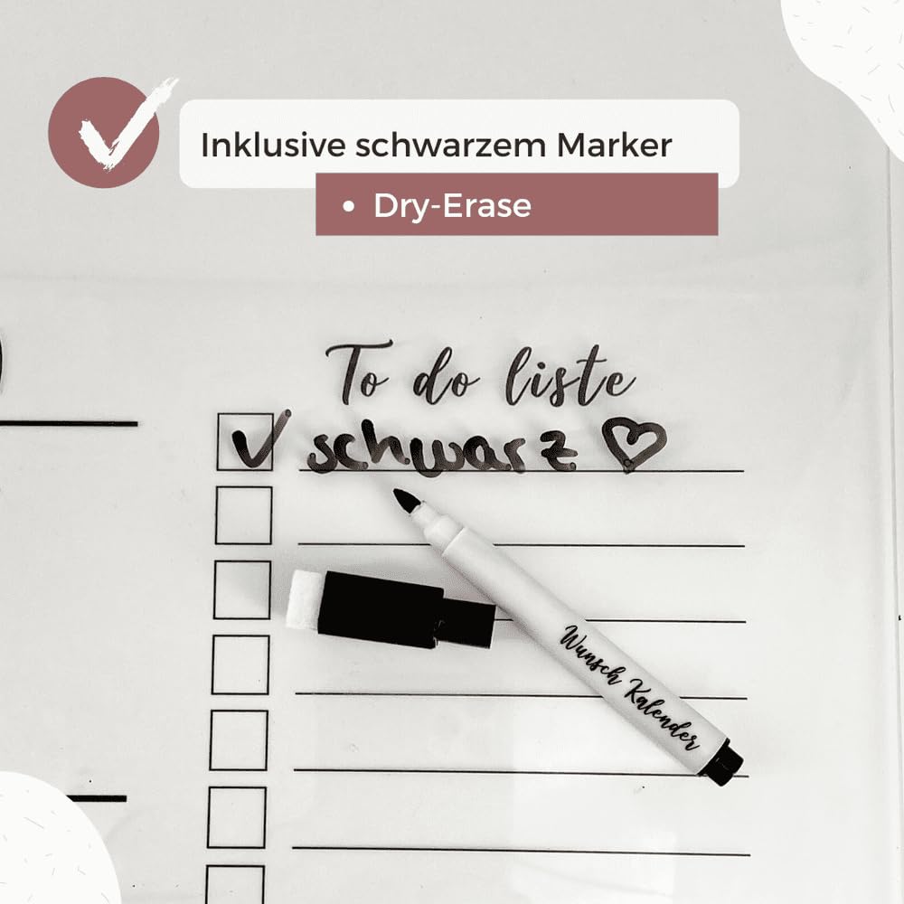 personalisierter Wandkalender - 5-Namen Familienplaner - wiederverwendbarer Kalender aus Acrylglas - Familienplaner abwischbar - Hingucker für jeden Raum