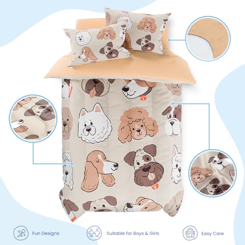 Image of Dog Kids Bedding Set for Girls Boys, Ultra Soft Microfiber Comforter Set Twin Size 3-Pieces, Dogs Comforters Bed Sets for Kid Tween Teen Bedroom Decor